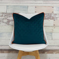 Teal-Jaffa Orange - Back - Riva Home Quartz Cushion Cover with Geometric Diamond Design