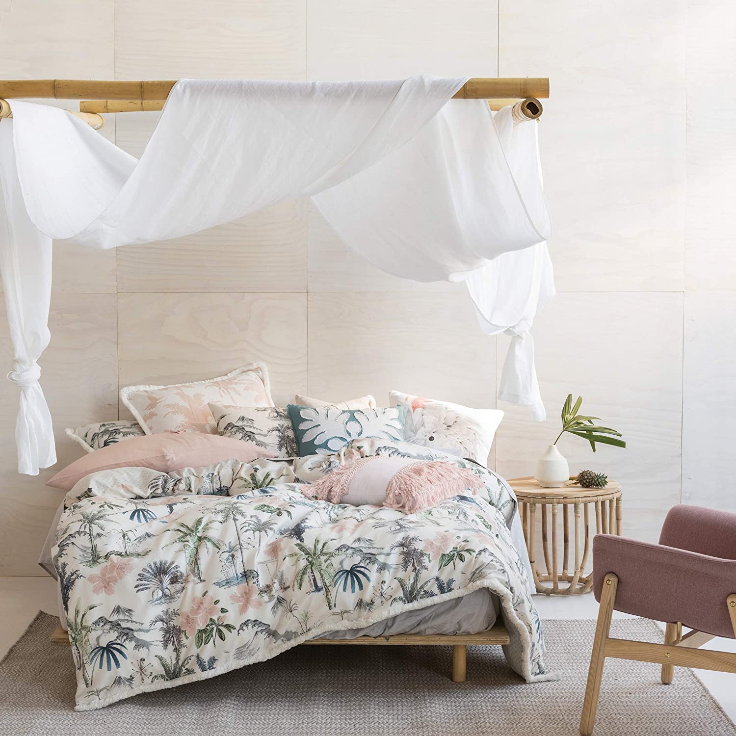 Multicoloured - Side - Linen House Luana Quilted Duvet Cover Set