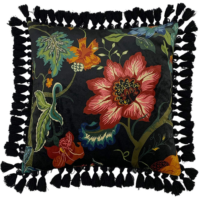 Black - Front - Paoletti Botanical Cushion Cover