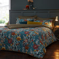 Teal - Back - Paoletti Bloom Floral Duvet Cover Set