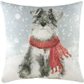 Grey-Red - Front - Evans Lichfield Snowy Dog With Scarf Cushion Cover