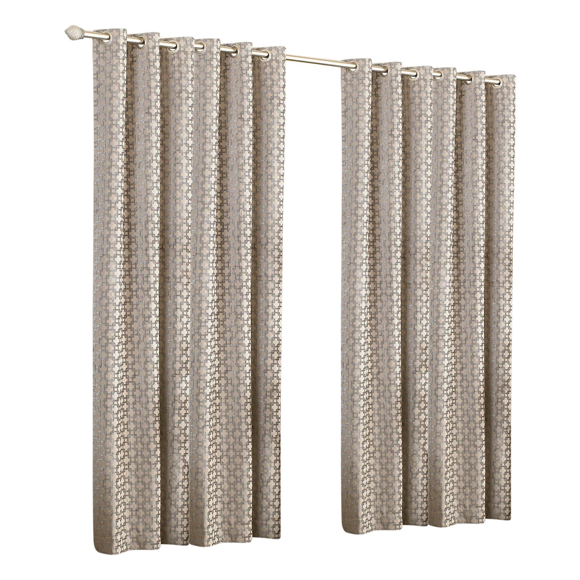 Silver - Front - Riva Home Belmont Ringtop Curtains