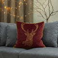Burgundy-Gold - Back - Furn Forest Stag Cushion Cover
