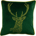 Emerald Green-Gold - Front - Furn Forest Stag Cushion Cover