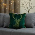 Emerald Green-Gold - Back - Furn Forest Stag Cushion Cover