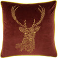 Burgundy-Gold - Front - Furn Forest Stag Cushion Cover