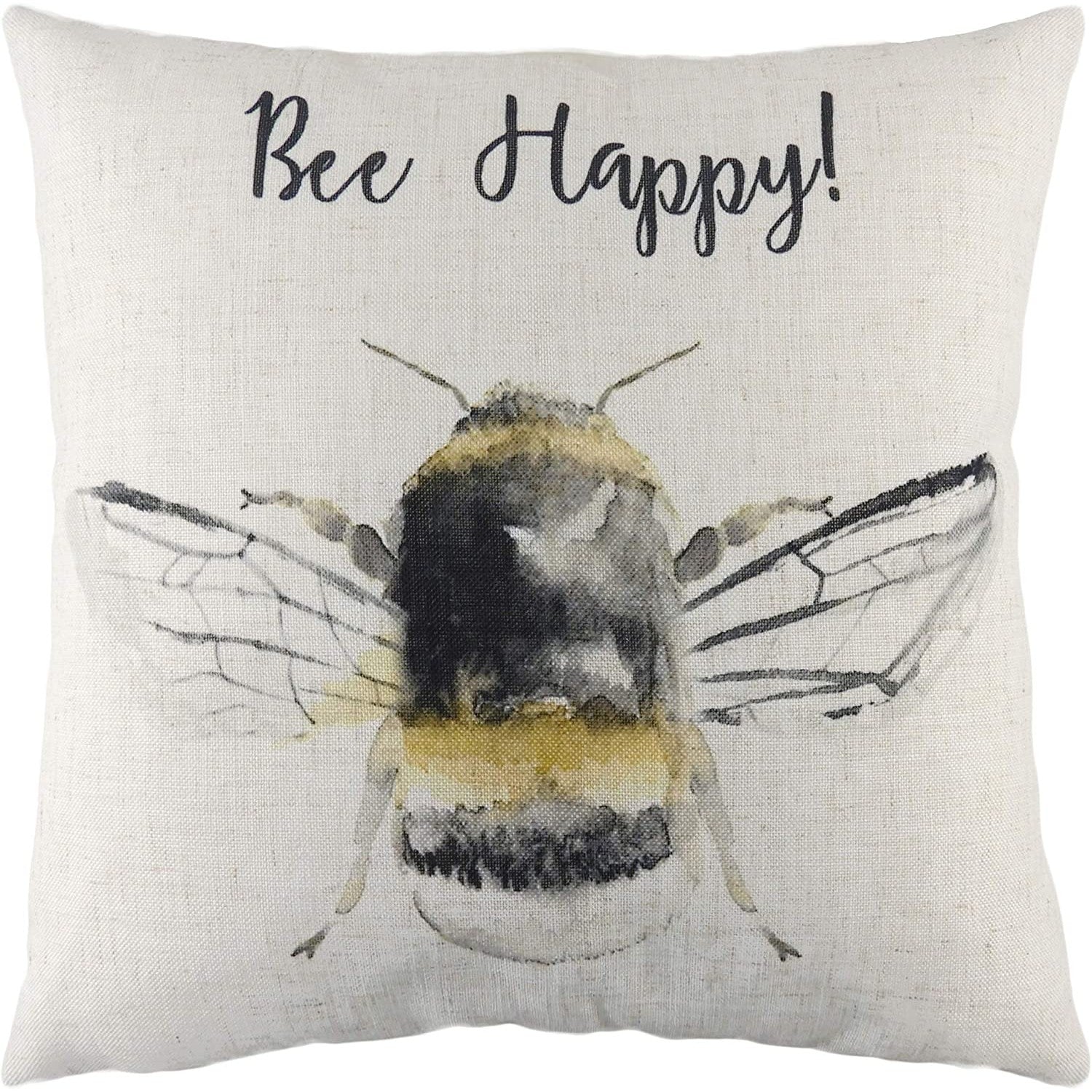 Black-Yellow-White - Front - Evans Lichfield Bee Happy Cushion Cover