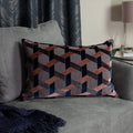 Blush Pink-Navy - Back - Paoletti Delano Lattice Cushion Cover