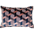 Blush Pink-Navy - Front - Paoletti Delano Lattice Cushion Cover