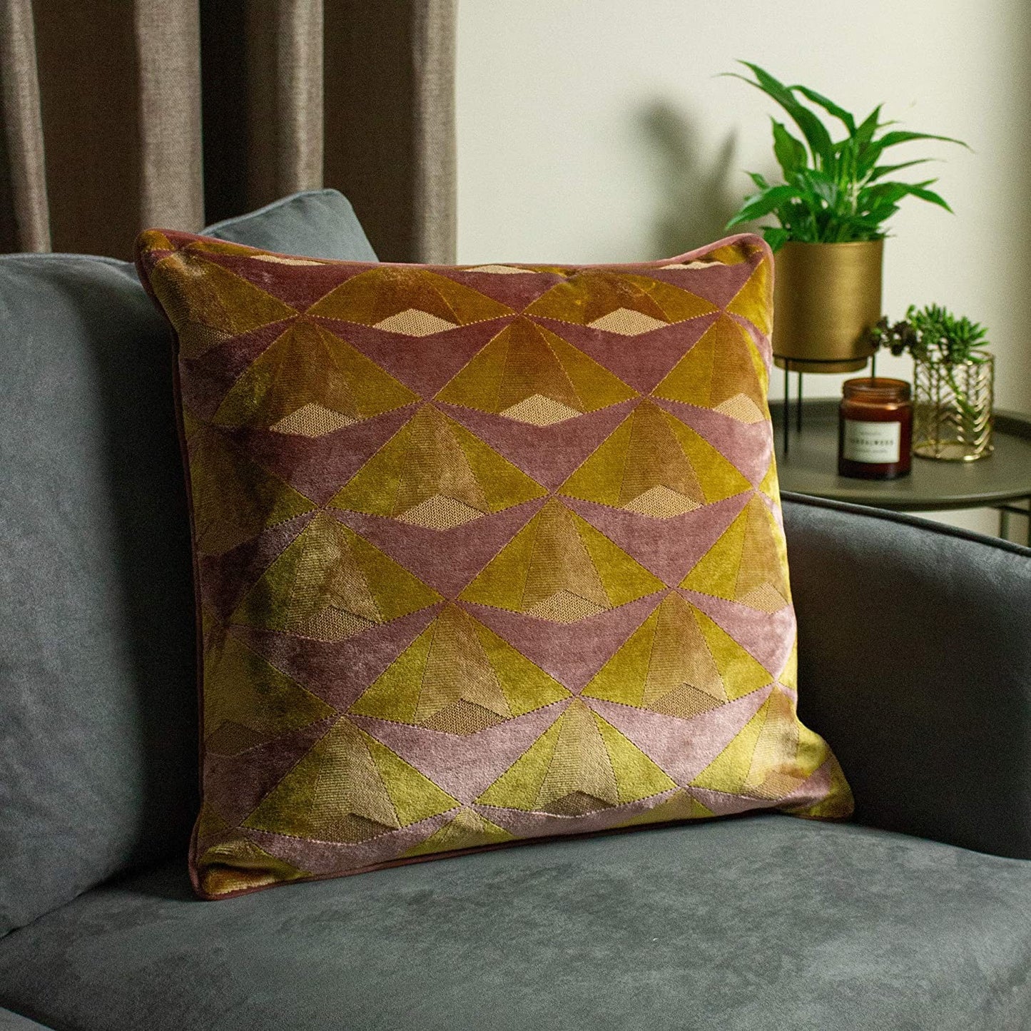 Ochre Yellow-Blush Pink - Back - Paoletti Leveque Cushion Cover