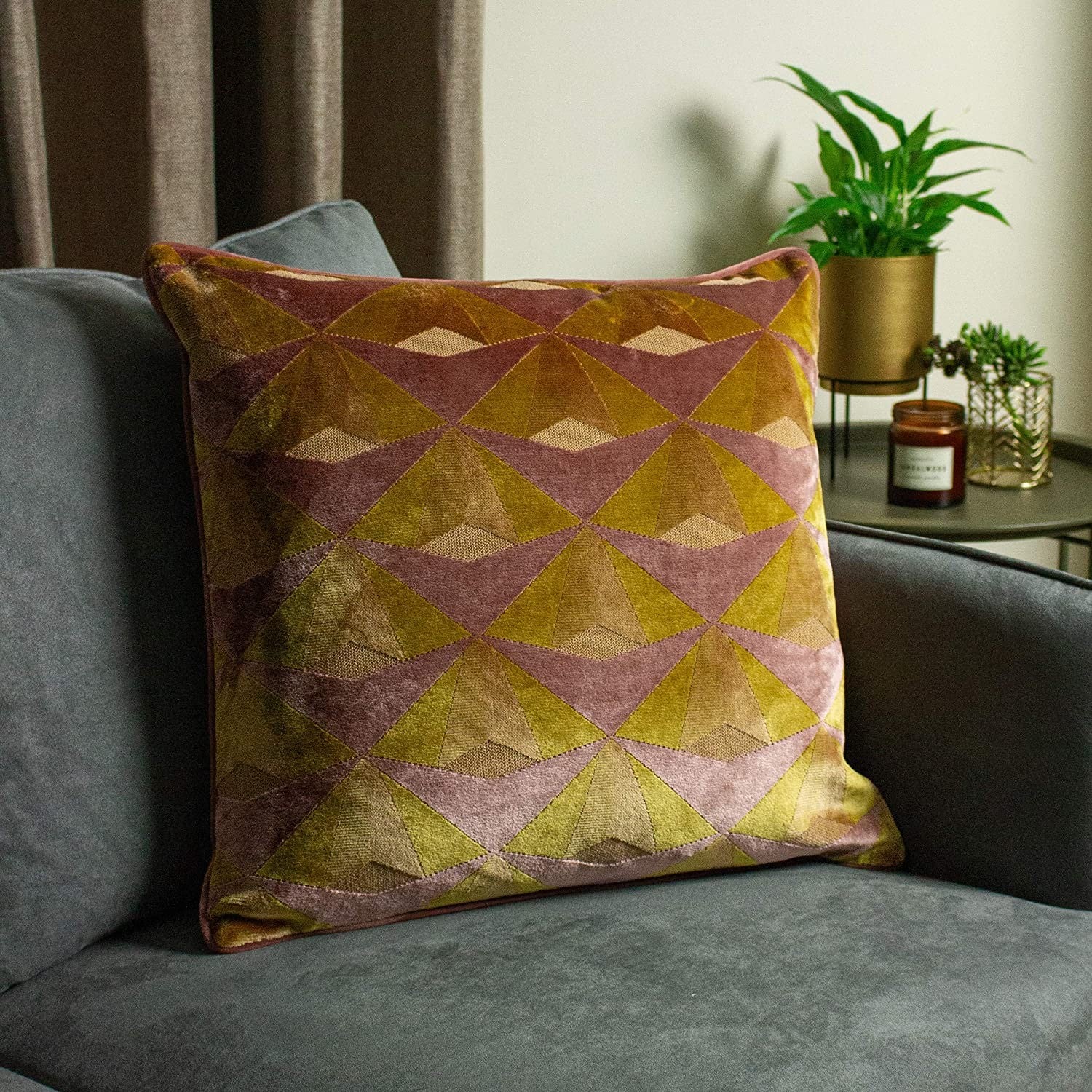 Ochre Yellow-Blush Pink - Back - Paoletti Leveque Cushion Cover