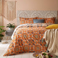 Orange - Back - Furn Folk Floral Duvet Cover Set