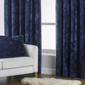 Navy - Side - Paoletti Verona Crushed Velvet Eyelet Curtains