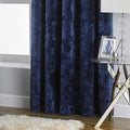 Navy - Lifestyle - Paoletti Verona Crushed Velvet Eyelet Curtains