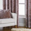 Blush - Side - Paoletti Verona Crushed Velvet Eyelet Curtains