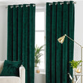 Emerald Green - Back - Paoletti Verona Crushed Velvet Eyelet Curtains