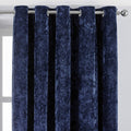 Navy - Front - Paoletti Verona Crushed Velvet Eyelet Curtains