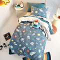 Blue - Side - Linen House Childrens-Kids Space Race Duvet Cover Set