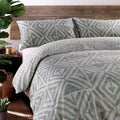 Sage Green - Side - Furn Tanza Global Geometric Duvet Cover Set