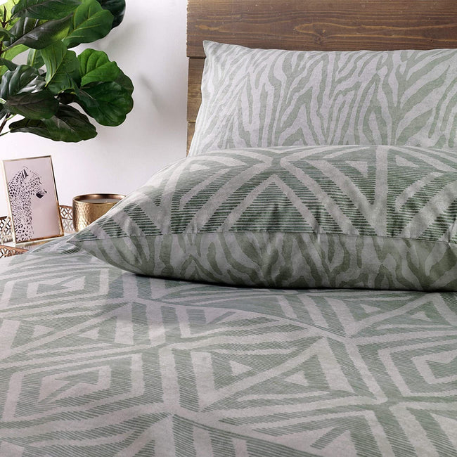 Sage Green - Lifestyle - Furn Tanza Global Geometric Duvet Cover Set