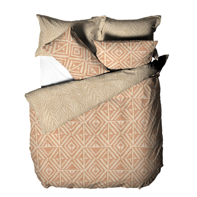 Terracotta - Front - Furn Tanza Global Geometric Duvet Cover Set