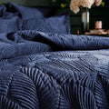 Navy - Lifestyle - Paoletti Palmeria Velvet Quilted Duvet Cover Set