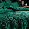 Emerald Green - Back - Paoletti Palmeria Velvet Quilted Duvet Cover Set