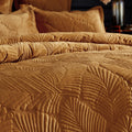 Gold - Back - Paoletti Palmeria Velvet Quilted Duvet Cover Set