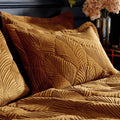 Gold - Side - Paoletti Palmeria Velvet Quilted Duvet Cover Set