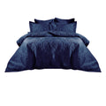 Navy - Front - Paoletti Palmeria Velvet Quilted Duvet Cover Set