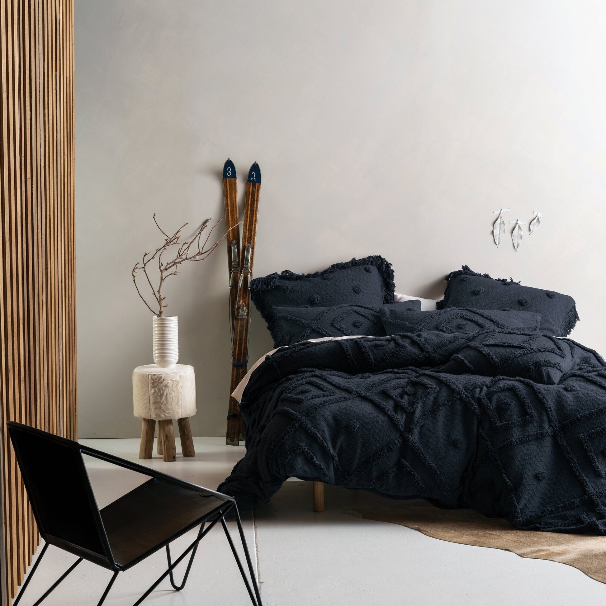 Indigo Blue - Side - Linen House Adalyn Aztec Duvet Cover Set