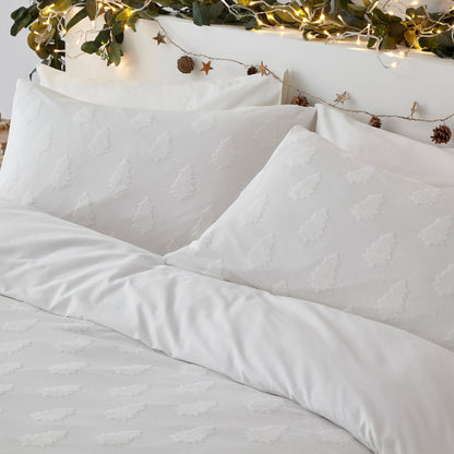 Snow - Side - The Linen Yard Tufted Christmas Tree Duvet Cover Set