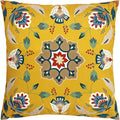 Ochre Yellow - Front - Furn Folk Floral Outdoor Cushion Cover