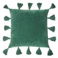 Juniper Green - Front - Furn Medina Velvet Tassel Cushion Cover