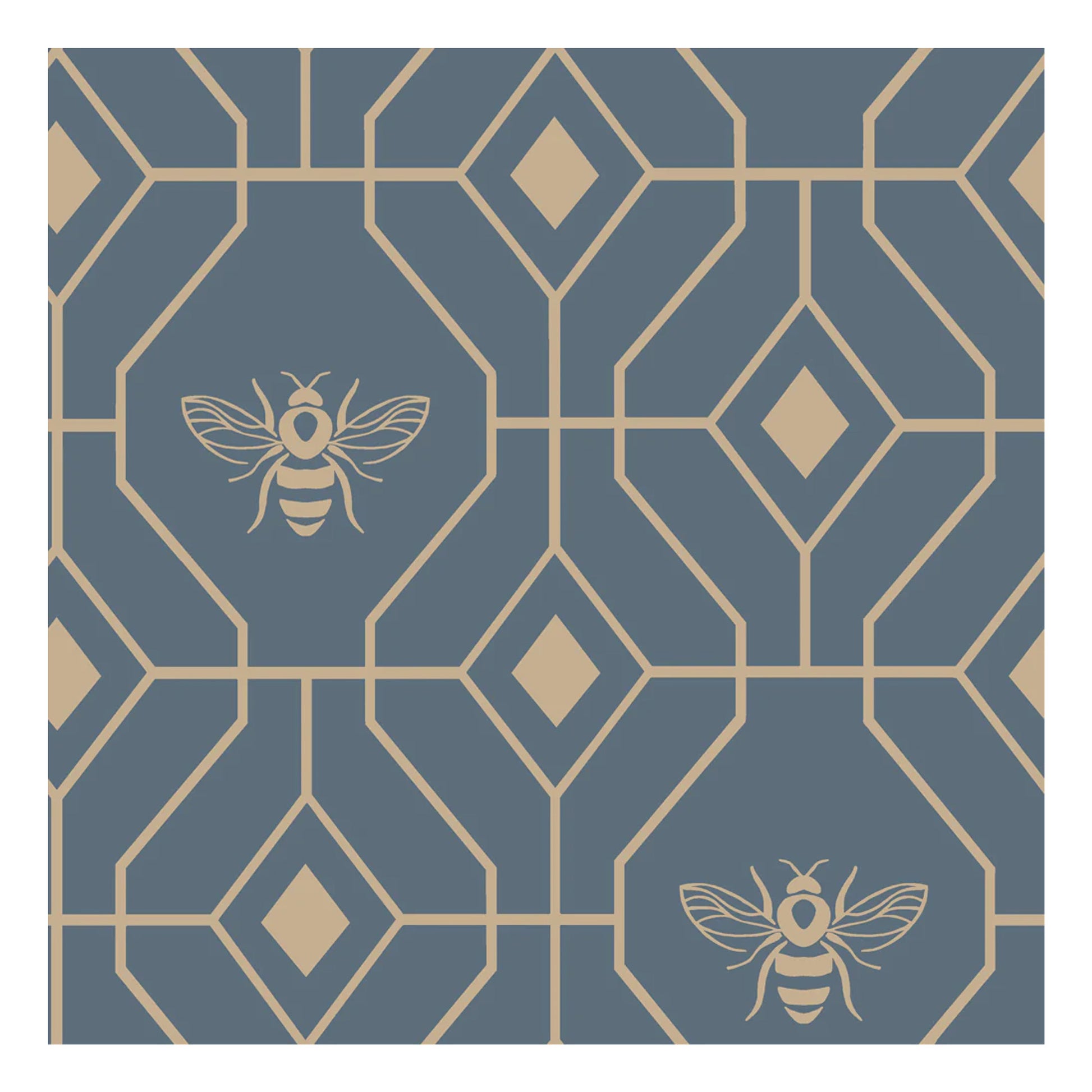 French Blue - Side - Furn Bee Deco Geometric Duvet Cover Set