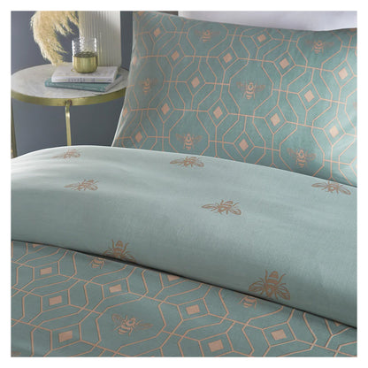 Eau De Nil - Back - Furn Bee Deco Geometric Duvet Cover Set