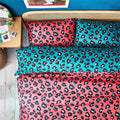 Teal-Coral - Side - Style Lab Leopard Print Duvet Cover Set