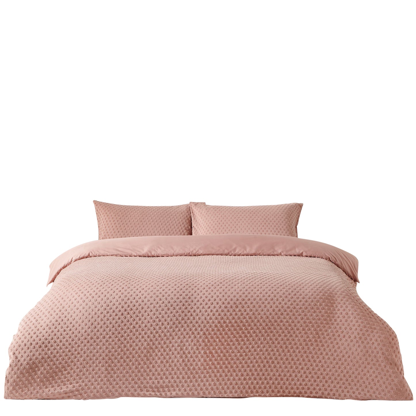 Blush - Front - The Linen Yard Tufted Polka Dot Duvet Cover Set