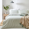 Eucalyptus - Back - The Linen Yard Hebden Melange Stripe Duvet Cover Set