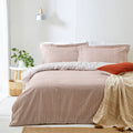 Pecan - Back - The Linen Yard Hebden Melange Stripe Duvet Cover Set