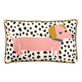 Pink-Mustard Yellow-White - Front - Furn Woofers Sausage Dog Cushion Cover