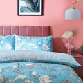 Pool Blue - Back - Furn Colony Palm Leaf Duvet Cover Set