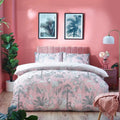 Pink - Front - Furn Colony Palm Leaf Duvet Cover Set