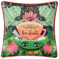 Green-Black - Front - Kate Merritt Tea Leaves Illustration Cushion Cover