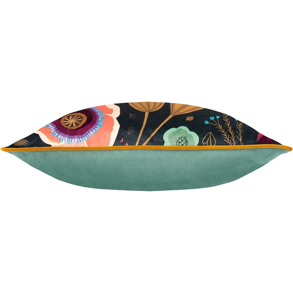 Black-Green - Side - Kate Merritt Bright Blooms Cushion Cover