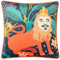Navy-Green-Orange - Front - Kate Merritt Lion Cushion Cover