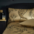 Gold - Back - Paoletti Moondusk Exotic Jacquard Animals Duvet Cover Set