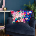 Pink-Teal - Lifestyle - Kate Merritt Flower Girl Cushion Cover