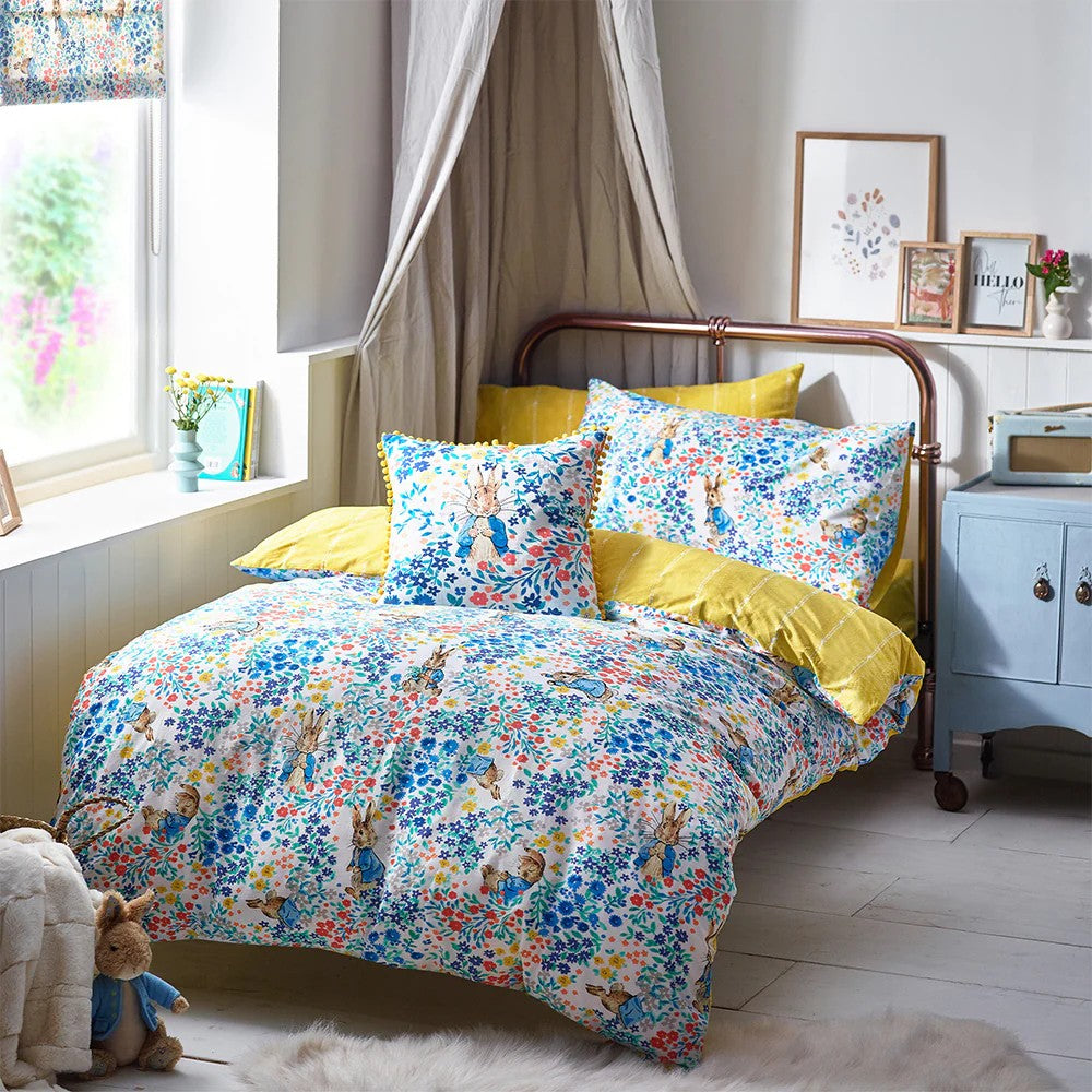 Multicoloured - Pack Shot - Peter Rabbit Florelli Cotton Duvet Cover Set