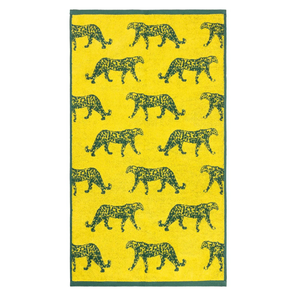Teal - Side - Furn Leopard Jacquard Bath Towel